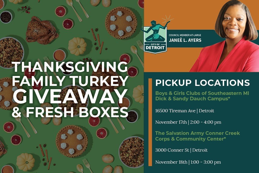 City of Detroit, Michigan District 4 Mobile Update FREE TURKEY GIVEAWAY