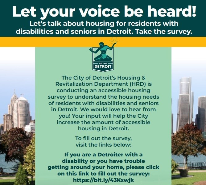 HRD Accessible Housing survey for Detroiters with disabilities and seniors