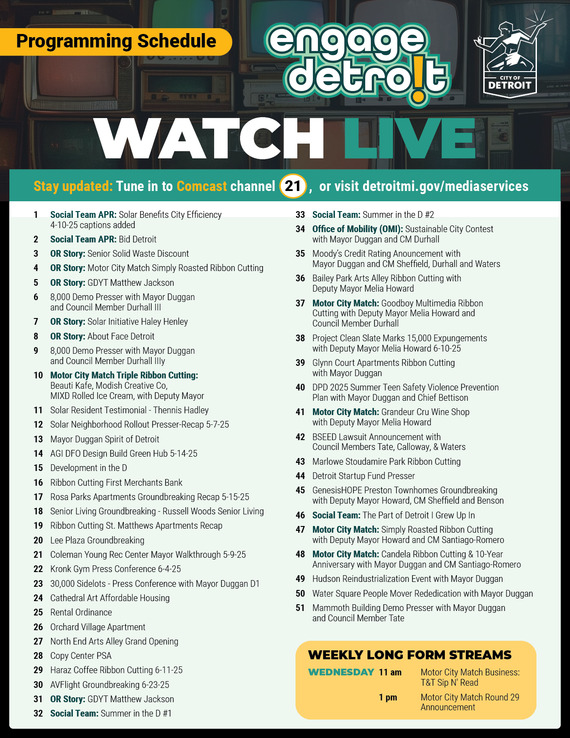 Engage Detroit schedule