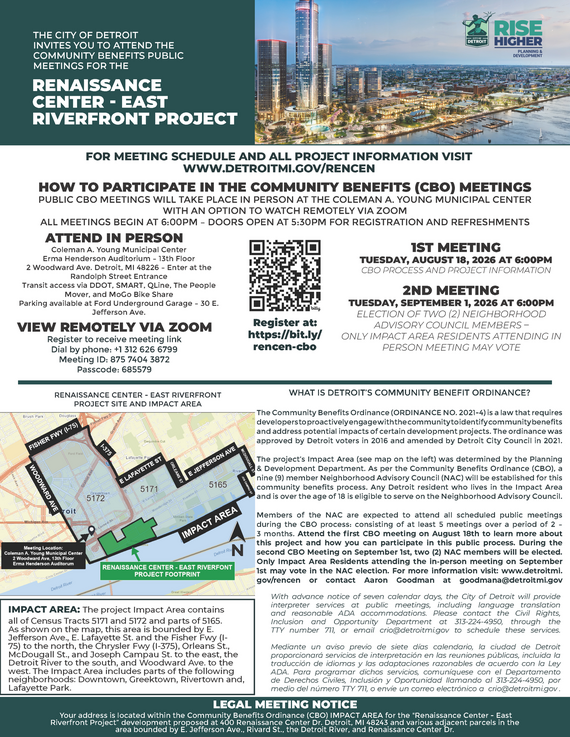 Renaissance Center and East Riverfront CBO Notice - Impact Area