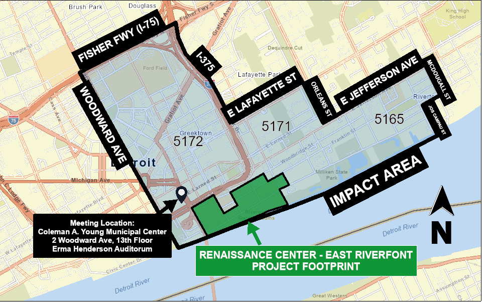Renaissance Center and East Riverfront CBO Impact Area