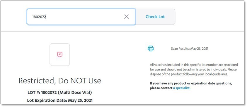 null Janssen vaccine expiration example
