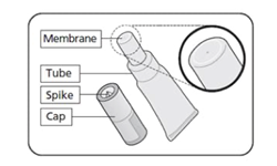 Rotarix tube showing the cap with the cap spike
