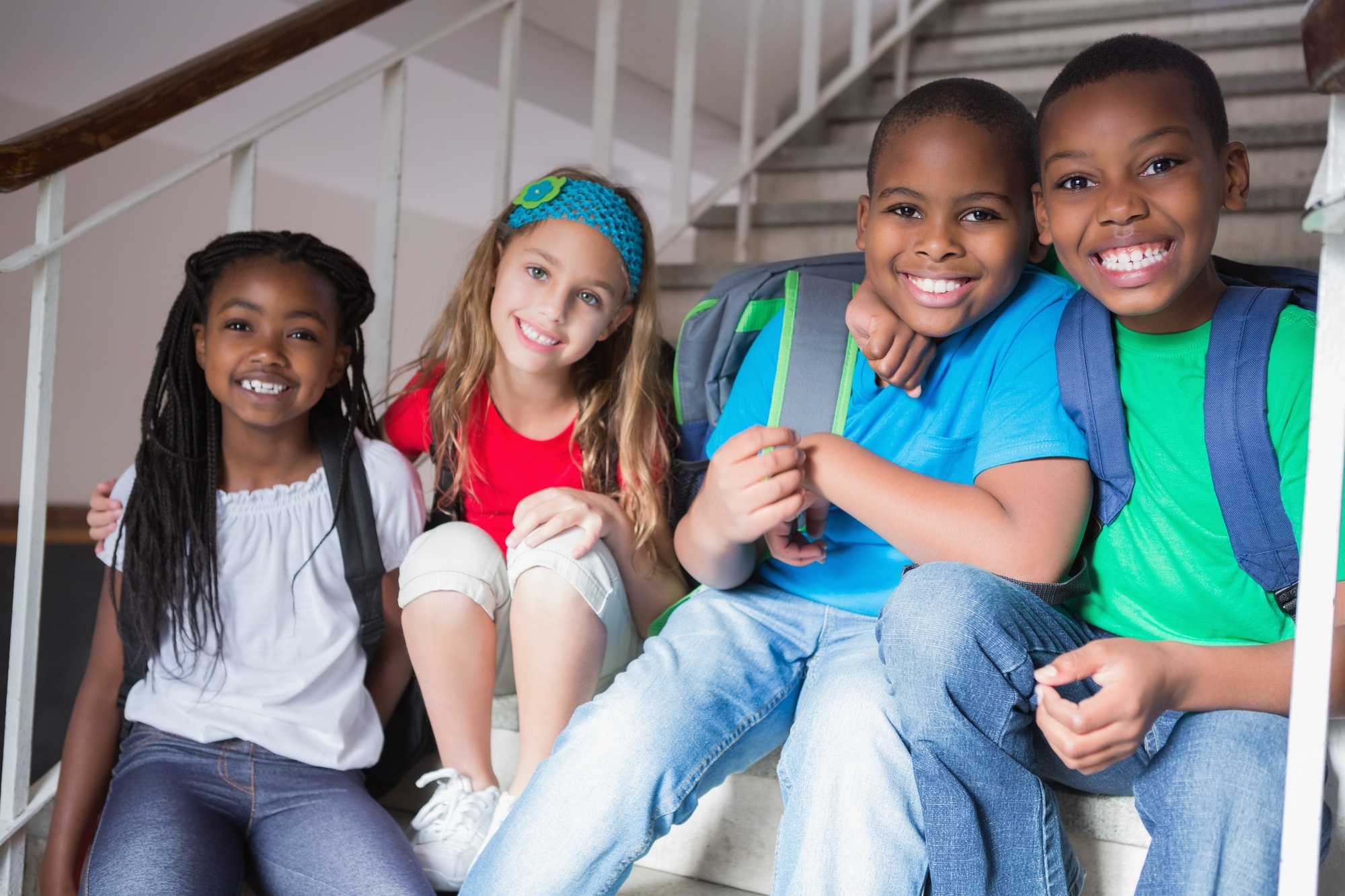 students on stairs