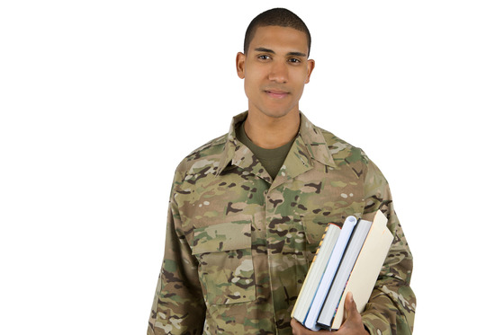 Soldier with books