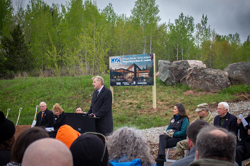 Jacobetti Administrator Ron Oja delivers remarks at groundbreaking