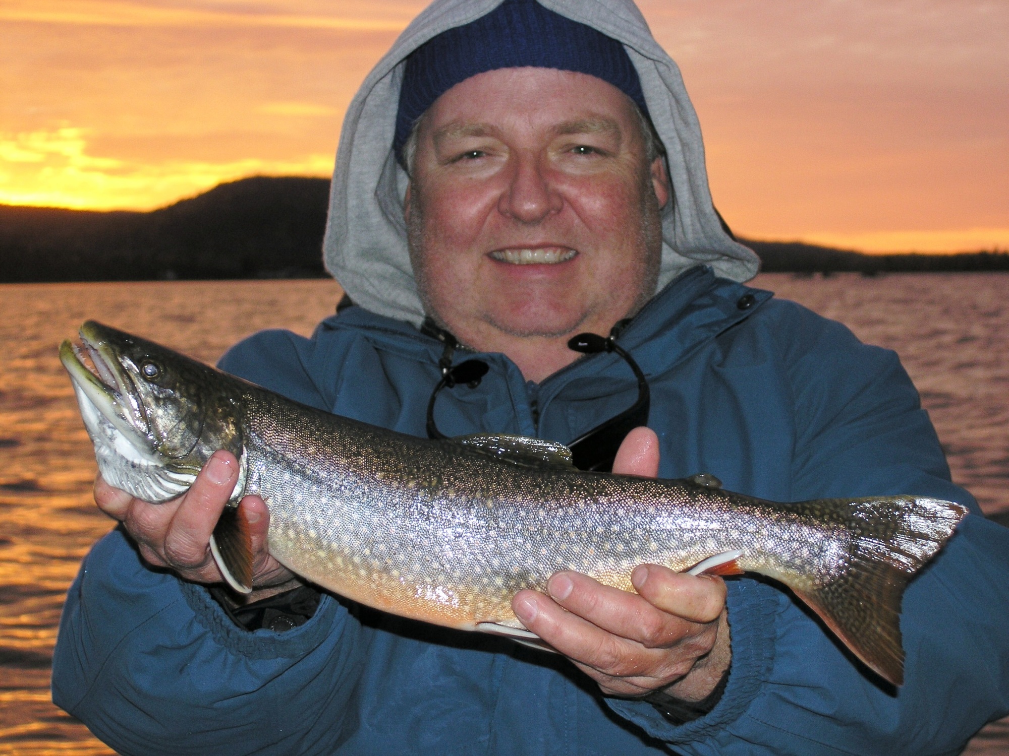 J.R. Richardson of Ontonagon with a brook trout he caught at sunrise on an Upper Peninsula lake.