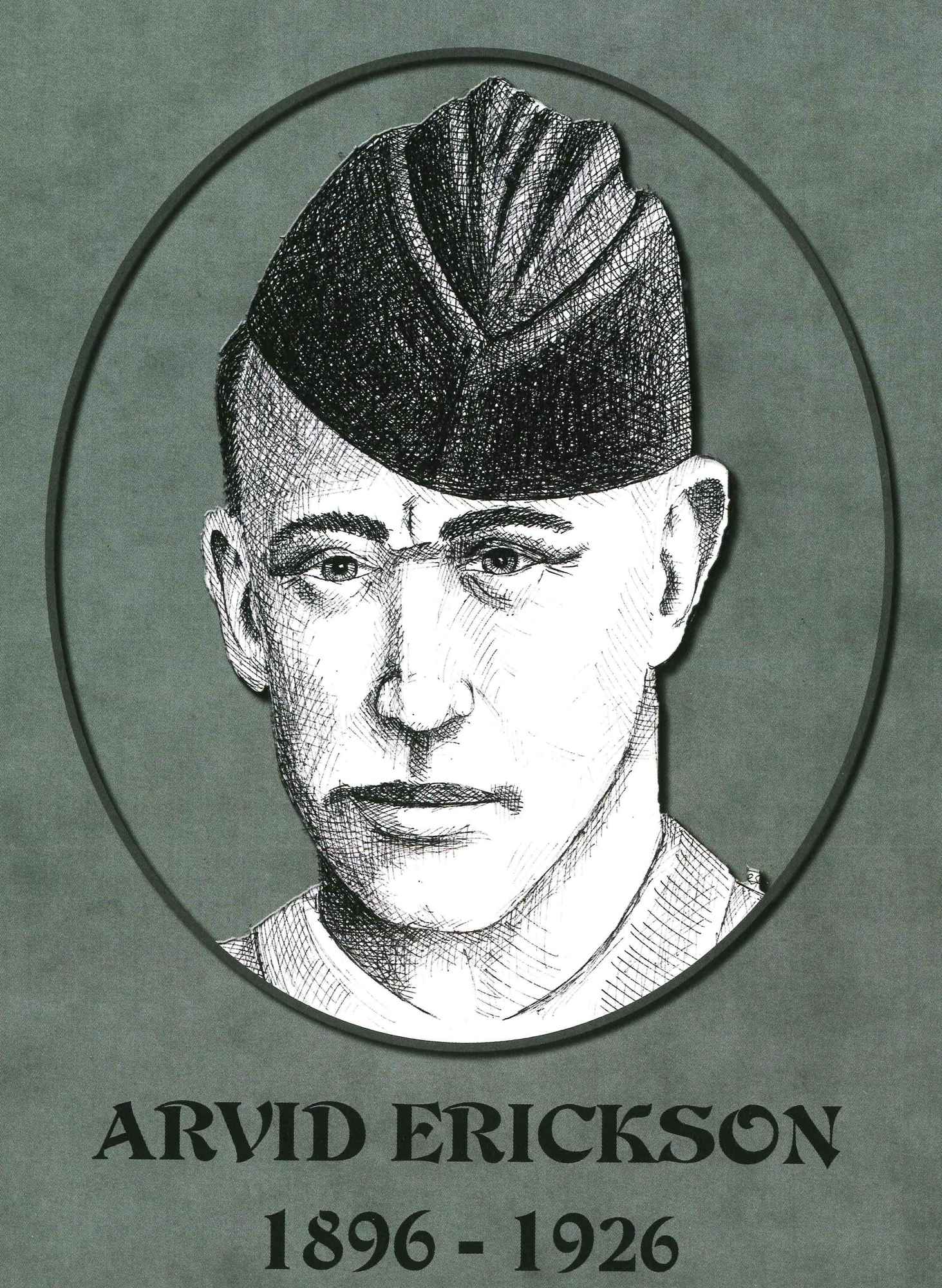 Sketch of Arvid Erickson, killed in September 1926.