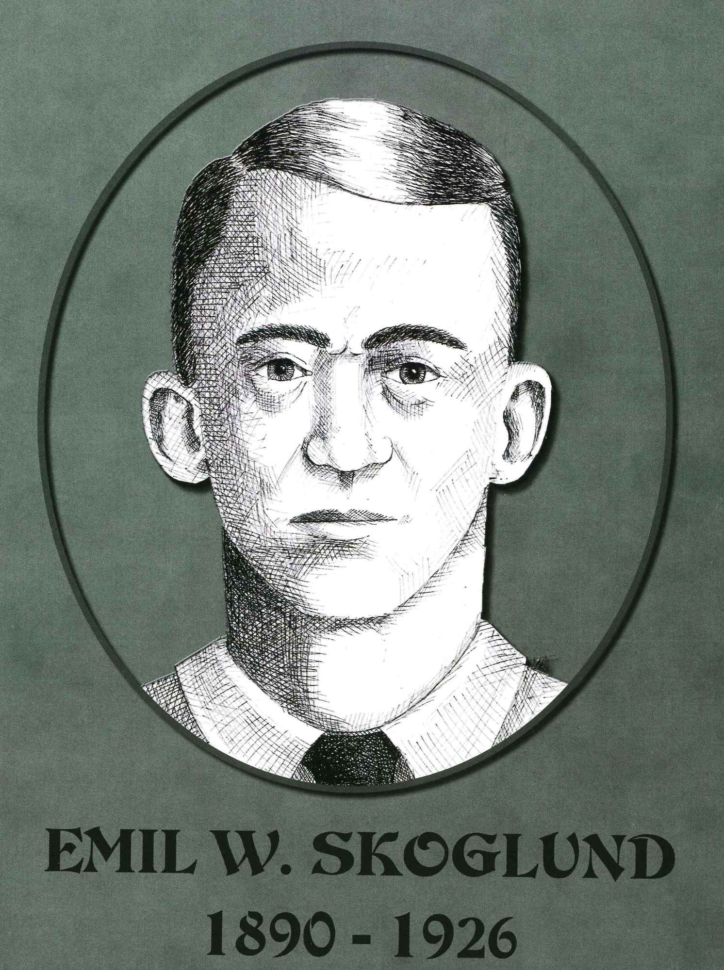 Sketch of Emil Skoglund, killed in 1926.