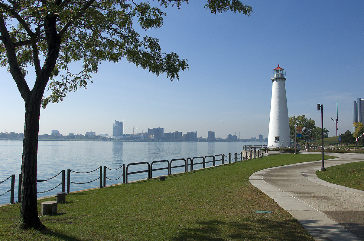 A picturesque section of the 5-mile RiverWalk at William G. Milliken State Park and Harbor.