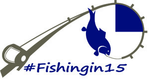 Fishing in 15 graphic featuring fish on end of line with rod 