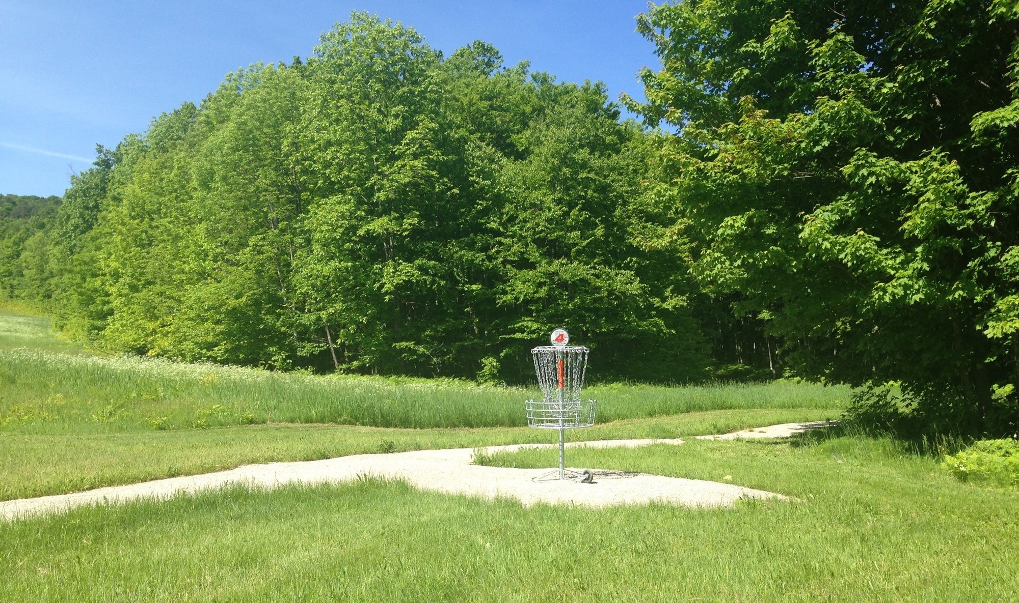 A target on the scenic disc golf course at Porcupine Mountains Wilderness State Park in the western Upper Peninsula.