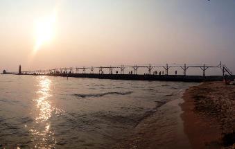 Grand Haven lighthouses and pier.