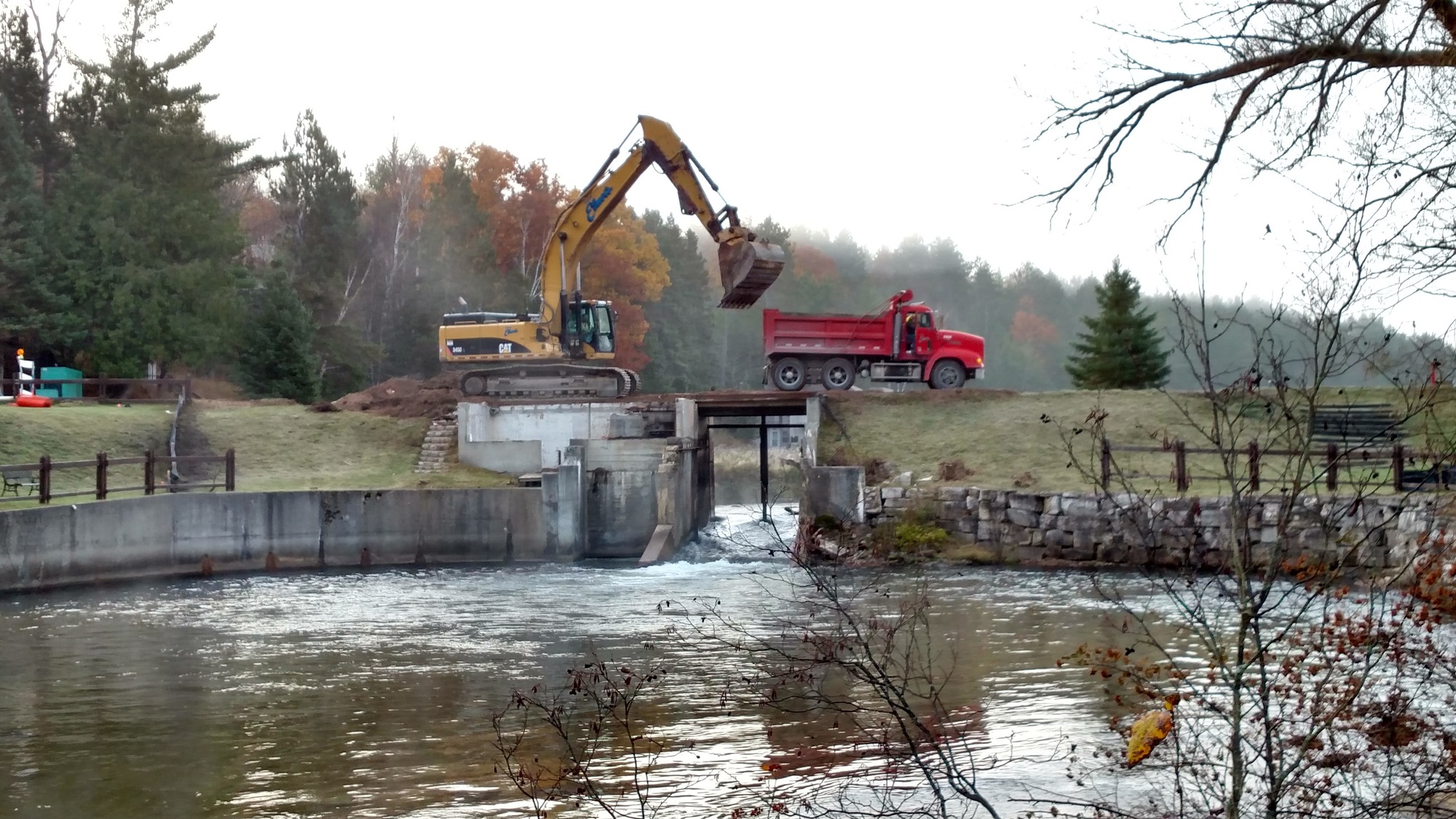 The dam over the Pigeon River recently removed through a cooperative effort and legal action.