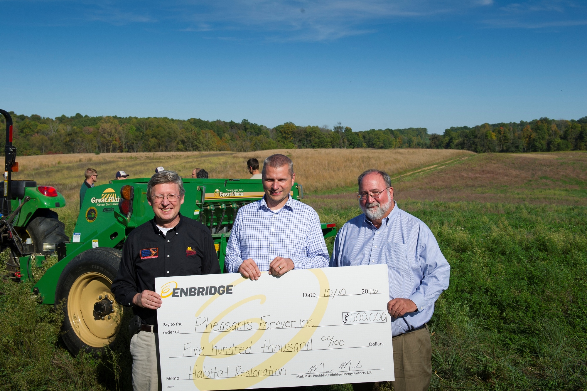 Parties in the cooperative agreement met Monday at the Crane Pond State Game Area to celebrate the pact providing $550,000 for pheasant habitat.