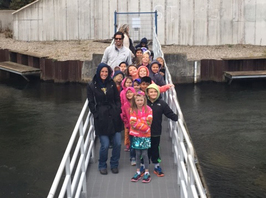 kids on field trip to Boardman Weir