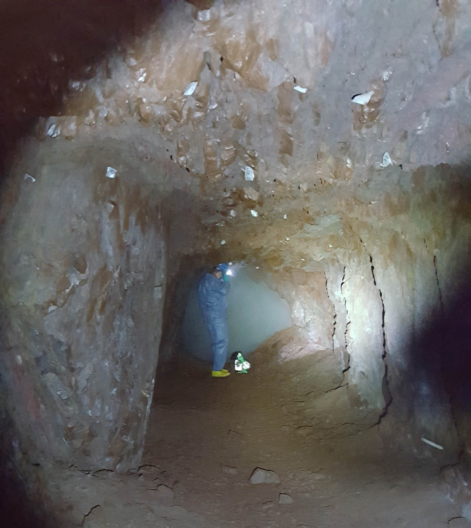 Chlorine dioxide fog, shown here in a Dickinson County mine, is used to kill fungal spores throughout a mine during the summer.