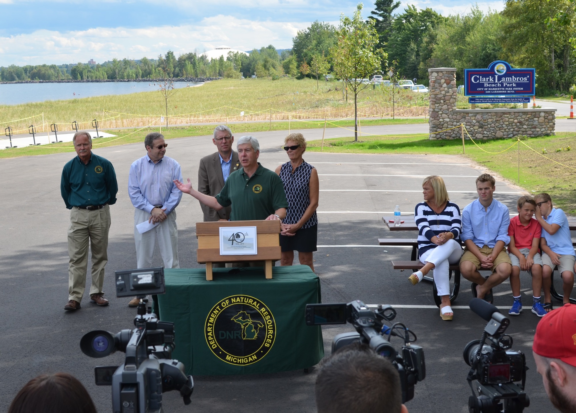 Gov. Rick Snyder spoke this past summer at a commemoration of the Michigan Natural Resources Trust Fund’s 40th anniversary in Marquette County.