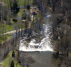 Aerial shot of a dam