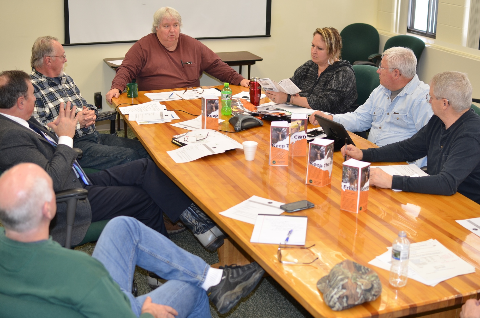 Members of the Upper Peninsula CWD Task Force meet recently in Marquette. 