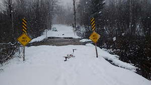 Snowmobile Trail No 766 washed out trail