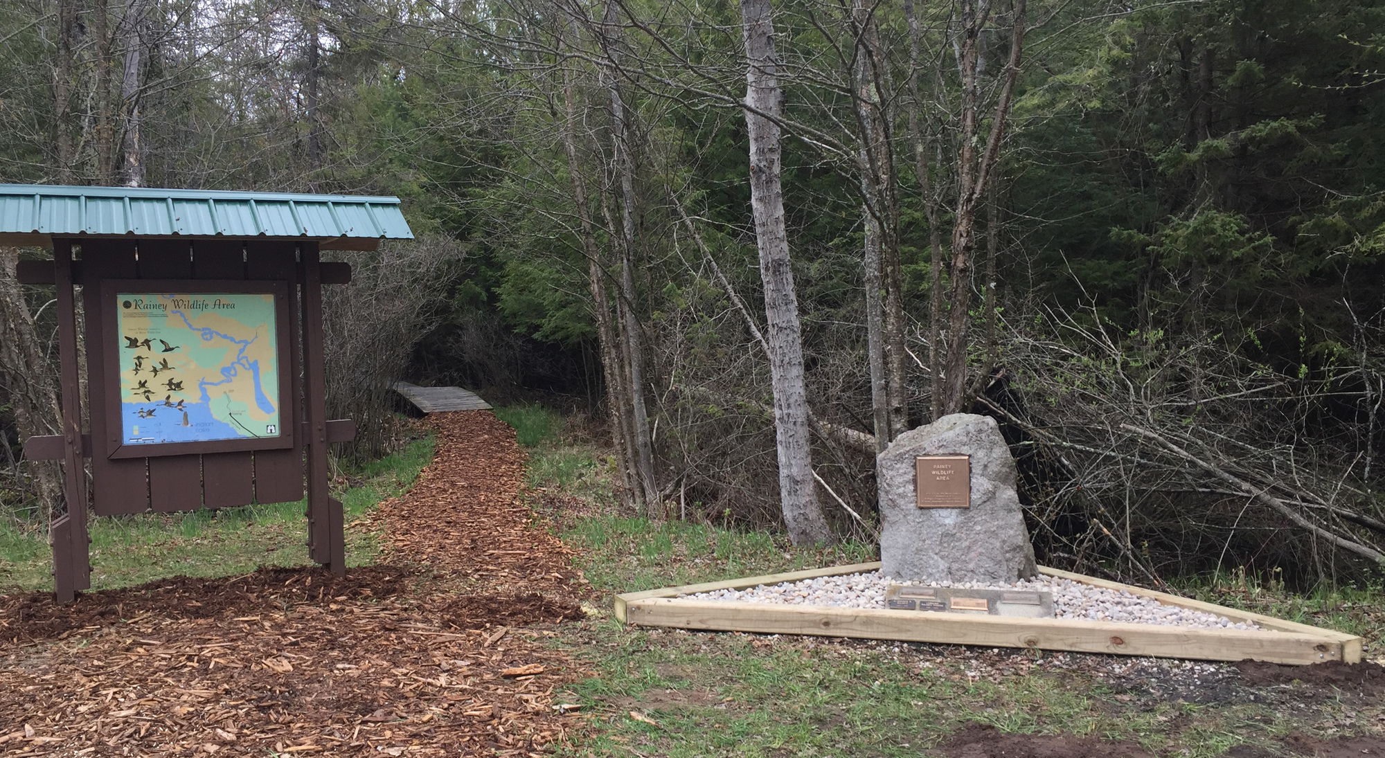 Recent improvements at the Rainey Memorial Wildlife Area in Schoolcraft County include covering a trail with cedar chips and reworking landscaping.