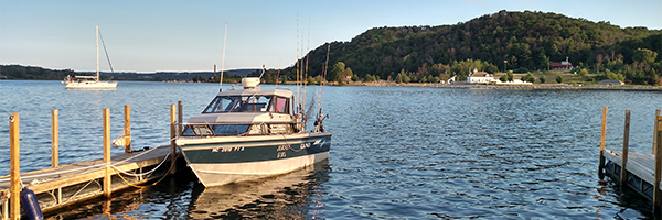 Boat at boating access site