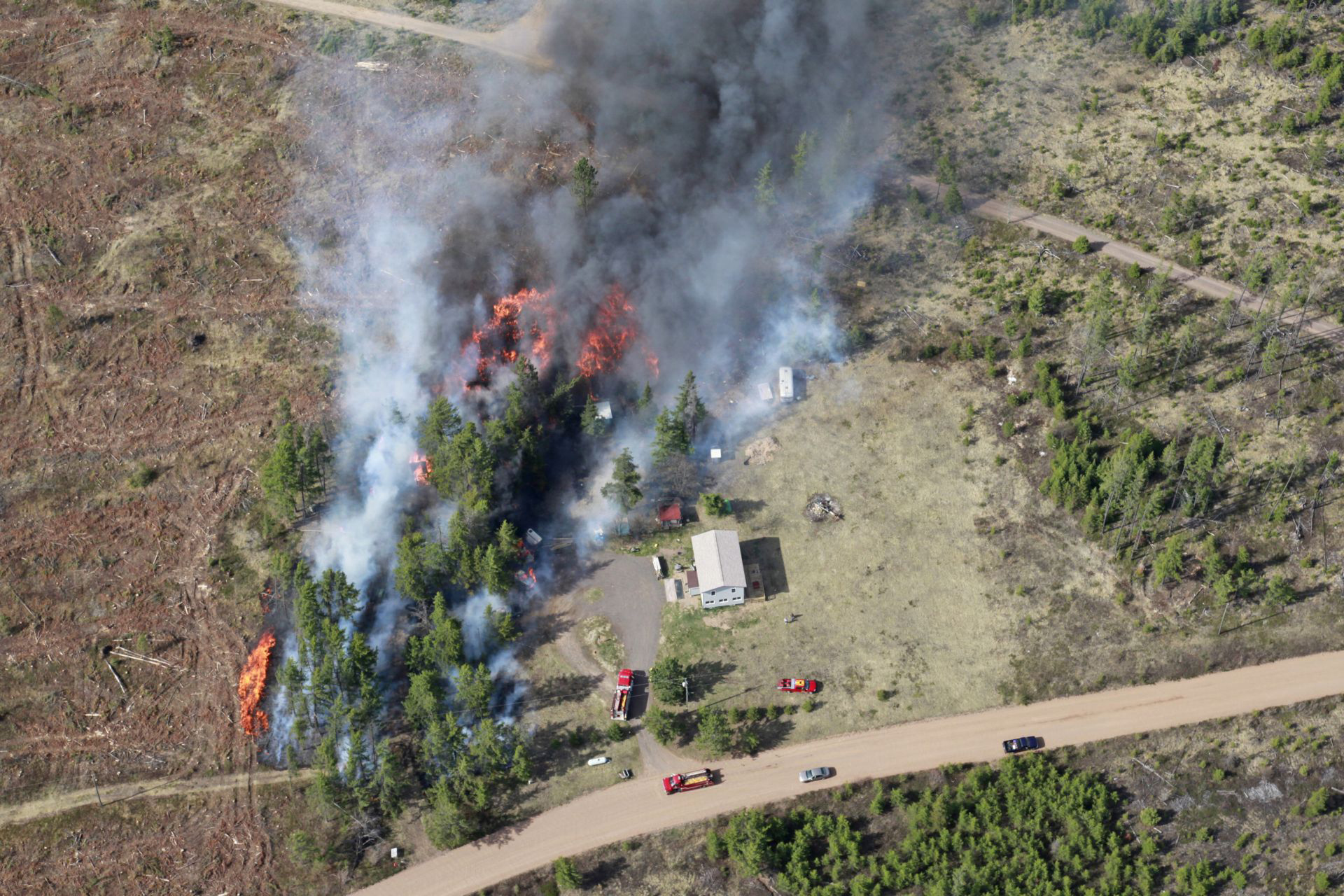 Fire crews respond to the origin point of the Black River Falls Fire.