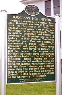 close-up view of the Houghton historical marker