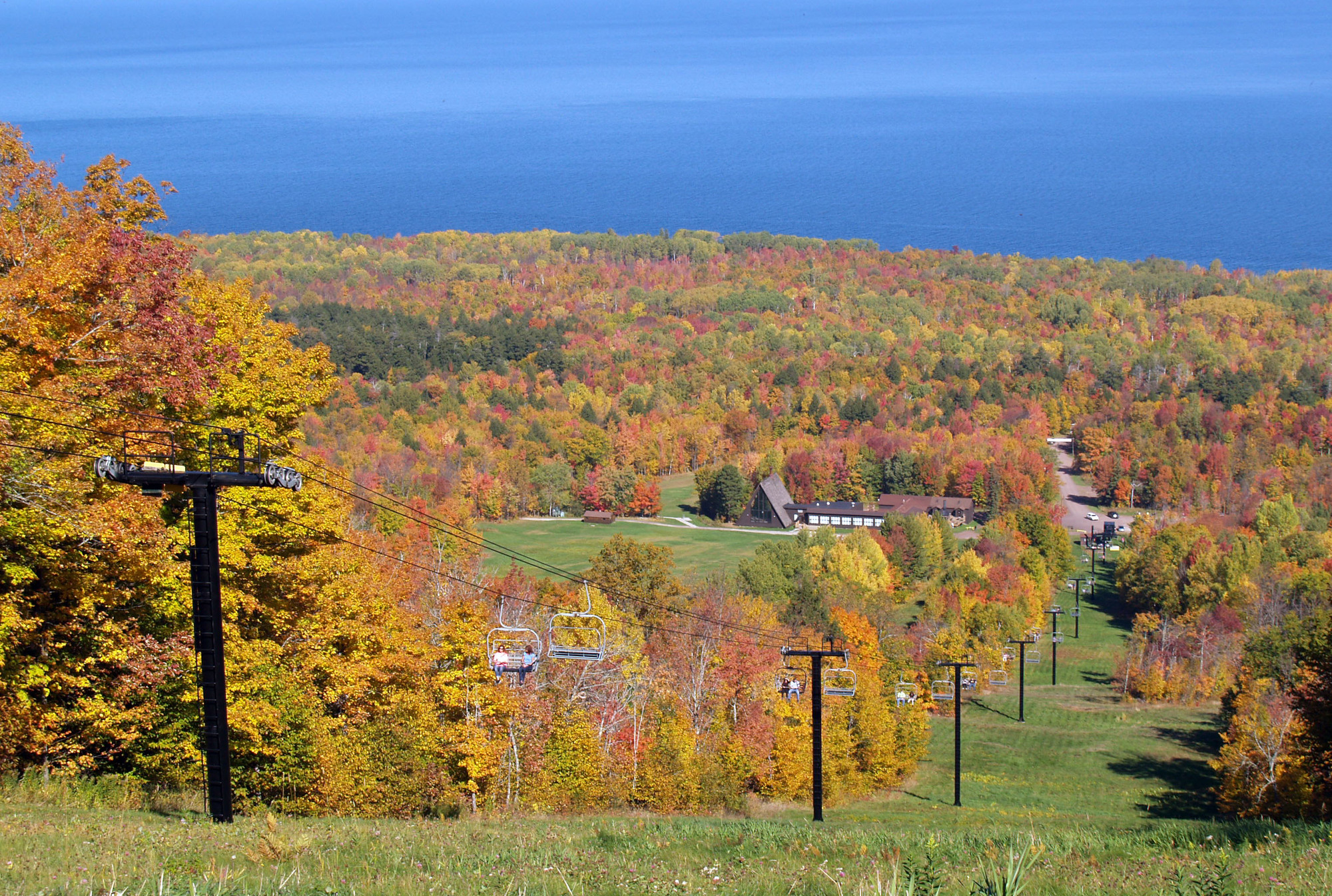 A view of fall color splendor from the ski hill at Porcupine Mountains Wilderness State Park.