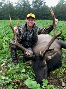 Pure Michigan Hunt winner Michelle Ketchum with harvested elk