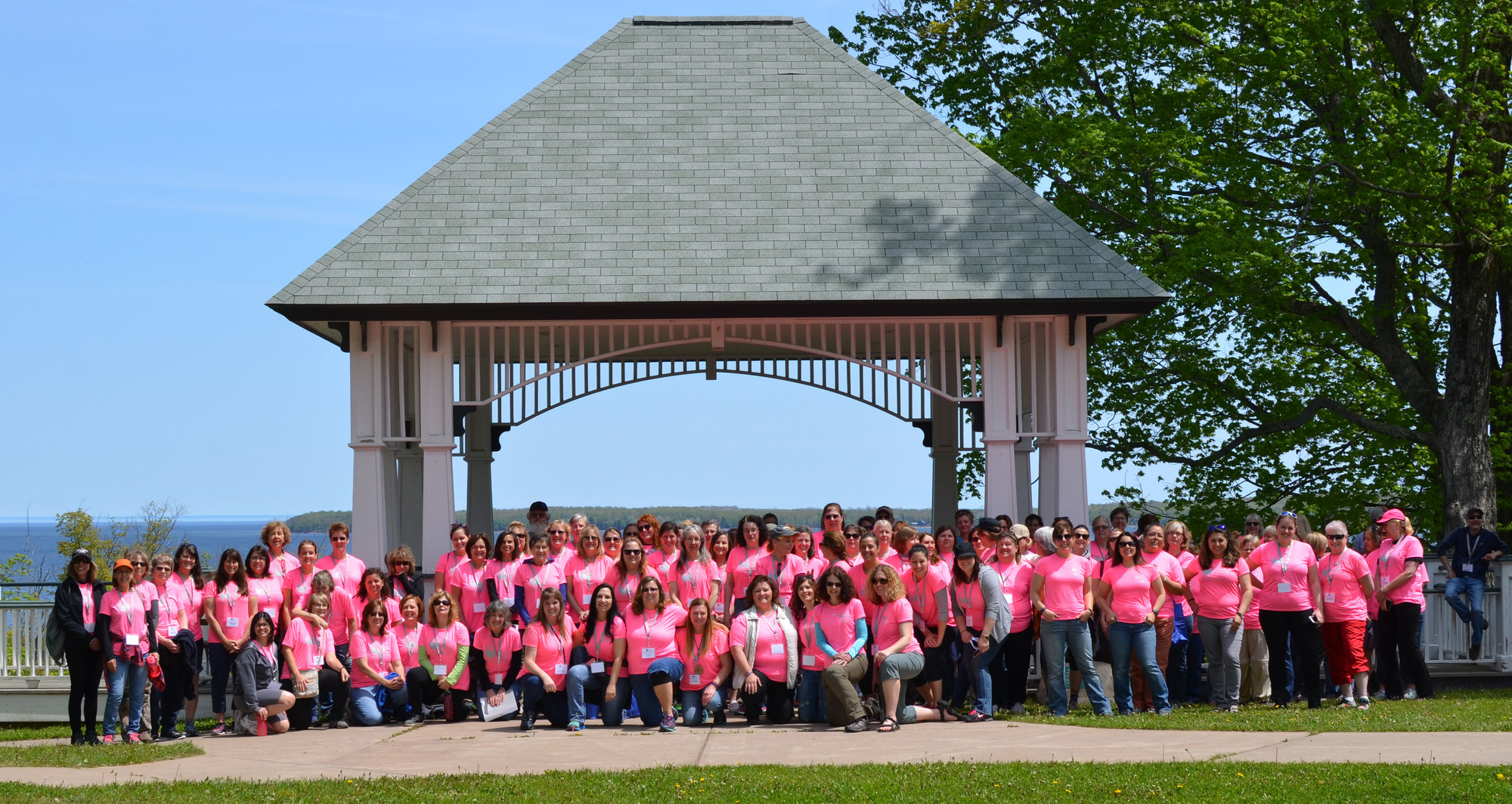 The June 2017 participants pose for a photo to commemorate the 20th anniversary of the Becoming an Outdoors Woman program in Upper Michigan. 