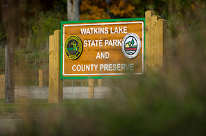 Watkins State Park and County Preserve welcome sign