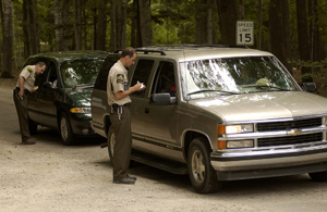 Campers register at Leelanau State Park in Leelanau County.