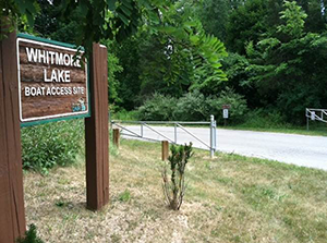 Whitmore Lake boating access site sign