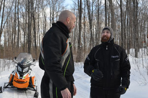 Jeff Kakuk of the Michigan DNR and Steve Hamilton of the Gogebic Range Trail Authority talk along Trail No. 11 South.