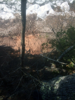 A view of the cliff above Lake Superior where conservation officers rescued a woman Thursday in Baraga County.