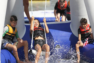 Kids enjoying a water park are shown (Photo courtesy of Water Warrior Island)