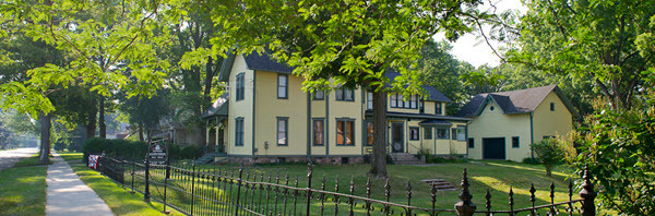 Mann House and barn as viewed from the corner of the property