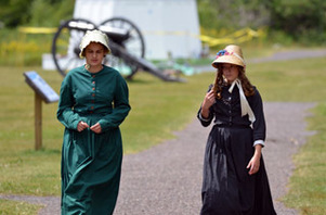 Future Historians stroll the grounds at Fort Wilkins.