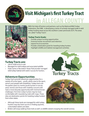 An information poster showcases Michigan first Turkey Tract, established in Allegan County.
