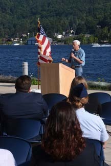 U.S. Rep. Jack Bergman makes remarks at the Aug. 10 dedication ceremony at the Great Lakes Research Center in Houghton.