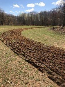 A forest opening being worked up for planting at Camp Grayling through combined effort of National Wild Turkey Federation and Army National Guard.