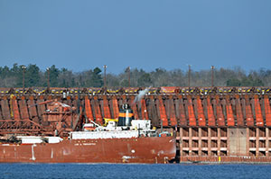 The Lee A. Tregurtha fills up with taconite pellets at the Upper Harbor ore dock in Marquette.