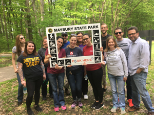 Maybury State Park visitors posing for a photo
