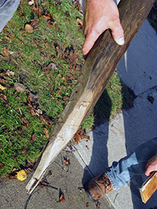 A corner post from Michigan’s original survey is shown. 