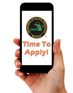 Hand holding phone that says time to apply on the screen