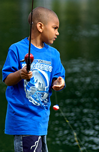 young boy fishing