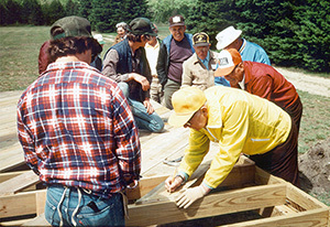 CCC alumni help construct the CCC Museum in 1985.