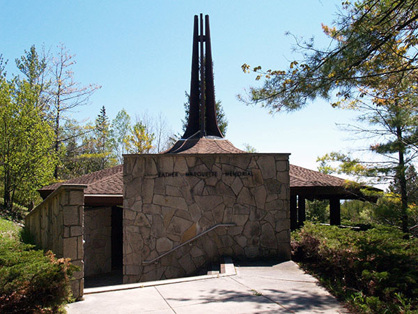 The Father Marquette National Memorial site in Mackinac County is shown.